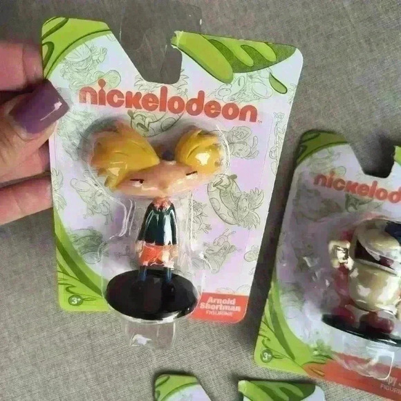 Nickelodeon 3 Mini Figurines Hey Arnold Ren Stimpy Nickelodeon New - Picture 4 of 7